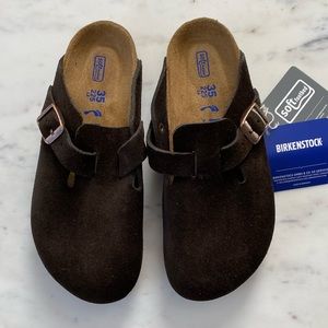 NWT Birkenstock BOSTON, Mocha Suede, Women Size 35 EU (4-4.5 US) Narrow Width